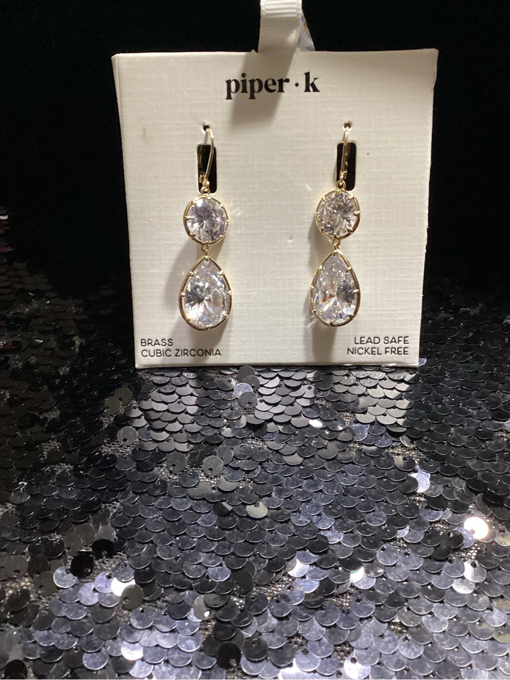 Piper Gold Teardrop Cubic Zirconia Drop Earrings - Clear